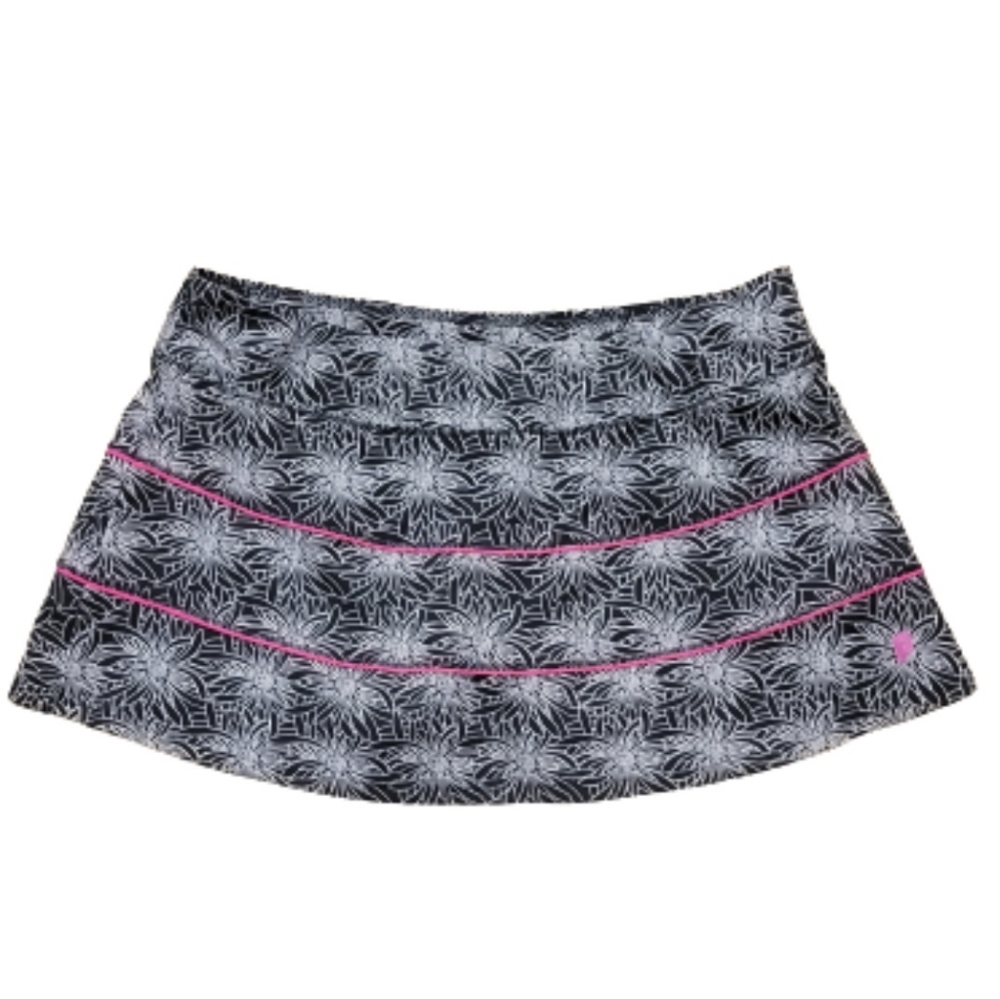 Prince Black pink Floral athletic skort skirt tennis golf lined shorts size L